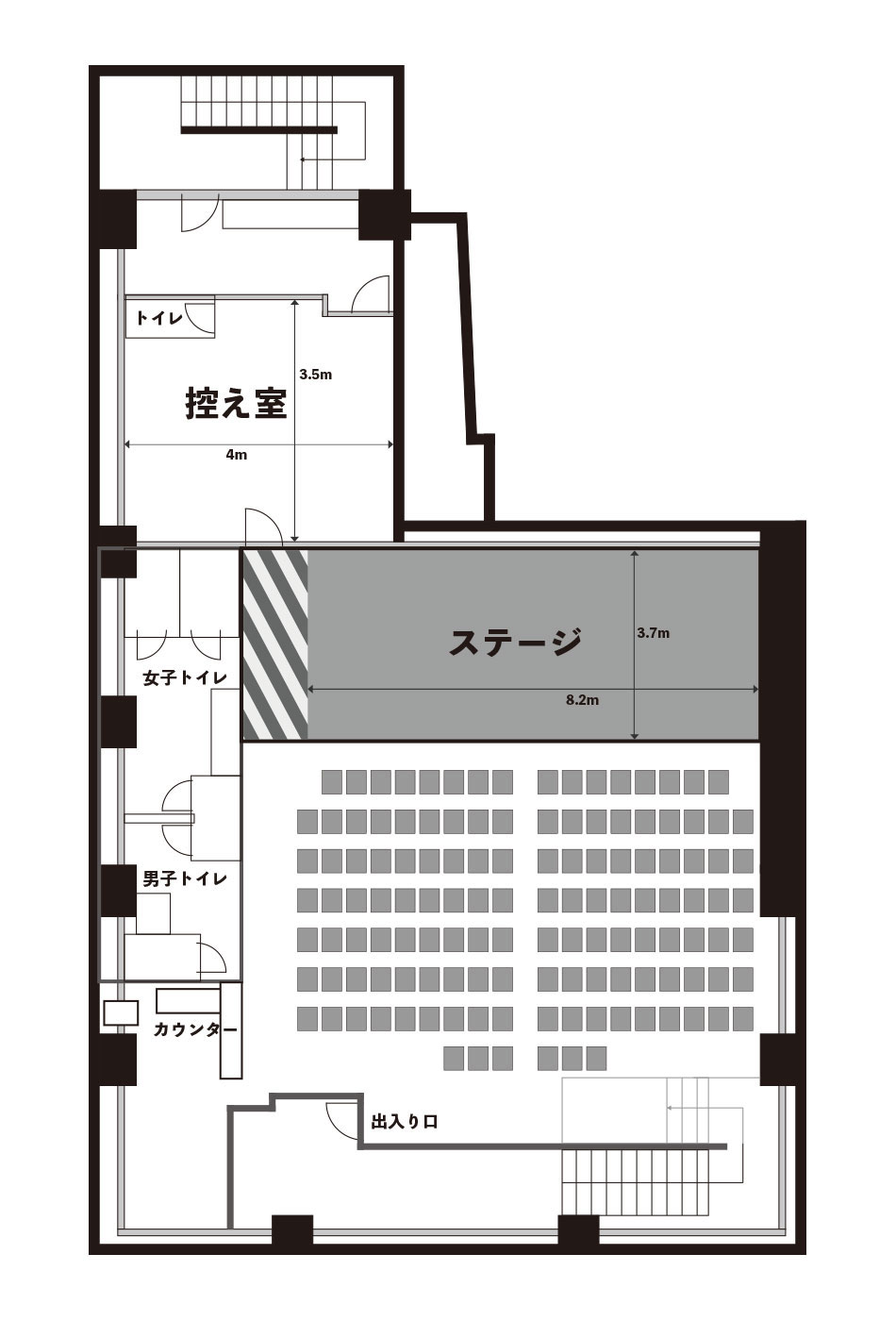 クリームライブ浅草 着席ライブやディナーショーなどの利用 130席